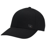 The Zed Cotton Twill Black Cap with Signature Stripe and Logo Trim by BOSS.