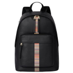 The Black Leather Backpack with Signature Stripe Trim by Paul Smith.