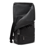 TUMI's Harrison Black Bombe Osborn Roll Top Backpack has a roll top feature that opens up with the zip fastening.