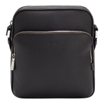 BOSS' Crosstown Brown Grained Leather Reporter Bag has a front zip pocket and main zip compartment, both with branded lining in black.