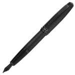 This Cross Bailey Matte Black & PVD Trim Fountain Pen has the brand name engraved onto the top of the clip and on the nib.