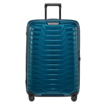 Samsonite's Proxis Petrol Blue Spinner Suitcase, 75 cm comes in a gorgeous blue colour with contrasting black trims.