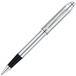 Front view of the Townsend Lustrous Chrome rollerball pen from Cross.