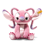 Steiff's Soft Cuddly Friends Disney Originals Angel has a soft plush exterior in pink with safety eyes and embroidered details.