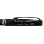 The Montblanc Cruise Collection black ballpoint pen cap engraving.