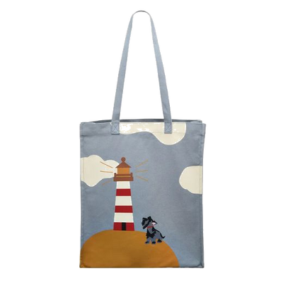 radley smoky blue lighthouse canvas tote bag