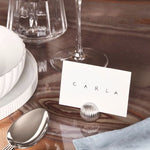 This Bernadotte Chrome Table Card Holders 4pc by Georg Jensen can be placed on your dinner table for guests with a personalised place card.