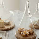 LSA International's Signature Cloche Tall Dome with Oak Base is ideal for serving cakes or pastries.
