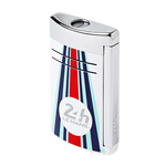 This S.T. Dupont 24Hrs Du Mans White & Chrome Maxijet Lighter has the brand name engraved on the trigger.
