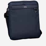 The BOSS brand name has been placed on the front of this navy Jinko envelope bag.