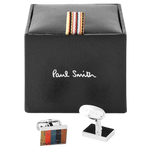 These 'Artist Stripe' Logo Cufflinks By Paul Smith come with a branded box that can be plaque engraved.