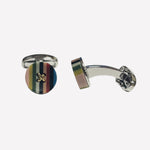 This striped pair of Paul Smith cufflinks come with a silver back and striped design on the front.