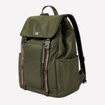 This Paul Smith mens green backpack comes with the signature stripe design on the front.