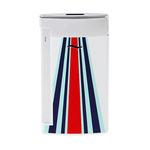 This Slim 7 24H du Mans White & Chrome Lighter is by S.T. Dupont and features polished chrome accents with blue, red and white lacquer.