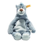 The Jungle Book's Soft Cuddly Friends Disney Originals Baloo by Steiff is made of soft plush with a beanbag filling in the arms and legs.