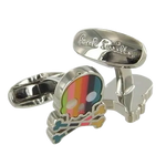 The Paul Smith brand name has been engraved onto the back of these skull and cross bone cufflinks.