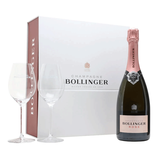 Rosé Champagne Gift Set - 75cl Bottle with Two Glasses