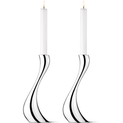Stainless Steel Cobra Pair of Large Candle Holders