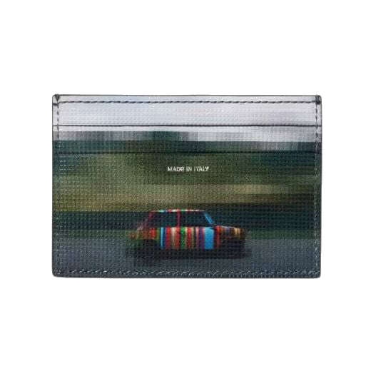 The 'Pixelated Mini' 3CC Black Leather Card Holder by Paul Smith.