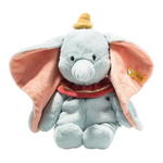 Steiff's Soft Cuddly Friends Disney Originals Dumbo is made out of soft plush with a beanbag filling.