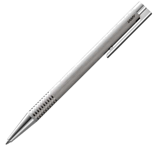 Ballpoint pen by LAMY part of the Logo range, brushed stainless steel.