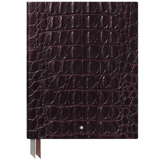 Montblanc fine stationery notebook is made from a brown croco print leather.
