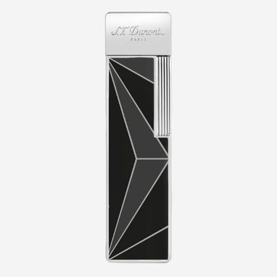 S.T. Dupont's Twiggy Fire X Black and Chrome Lighter has been inspired by the fire x accessories and leather range and features a striking pattern.