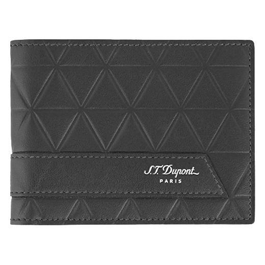 S. T. Dupont Firehead Black Leather Billfold Wallet 6CC