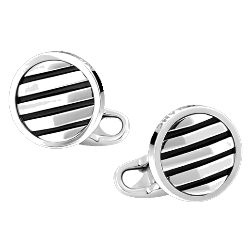 Montblanc Sartorial Architectural Geometric Inlay Silver Cufflinks