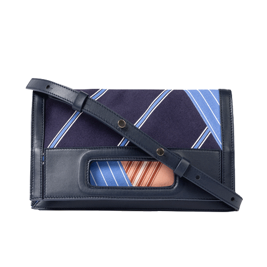 Paul Smith Navy Cotton Messenger Bag With Leather Trims