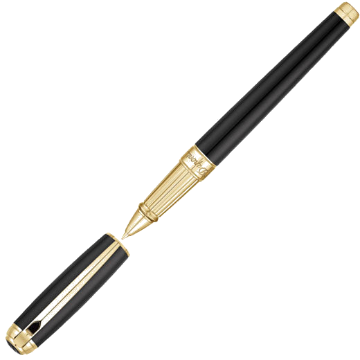 S.t. Dupont Line D Rollerball Pen with Black and Gold finishes.