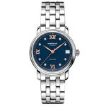 montblanc tradition blue stainless steel automatic date watch
