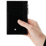 montblanc black mst 8cc zipped card holder in hand