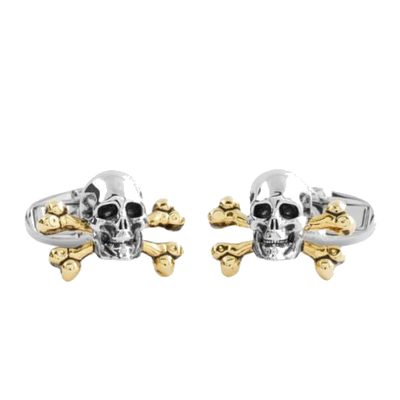 1 gold and silver tone skull and cross bones cufflinks m1a cuff tskull 1a 0