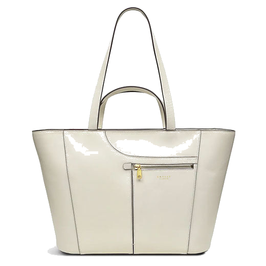 Radley's Pockets Icon Light Natural Tote Bag, Large is made from plain leather with gold hardware matching the gold foil embossed logo on the front.