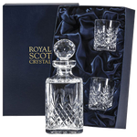 royal scot crystal edinburgh square spirit decanter with whisky tumbler set