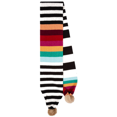 paul smith monochrome stripe pom pom scarf