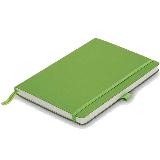 This is the LAMY vibrant Green A6 Softcover Ruled Notebook.