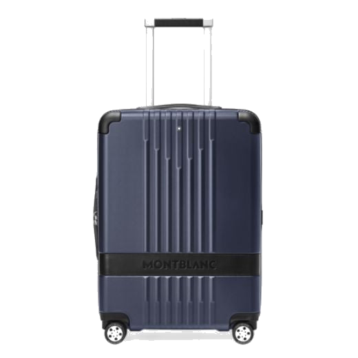 Montblanc's #MY4810 Blue Cabin Trolley Case is made out of polycarbonate with a blue exterior and black trims,