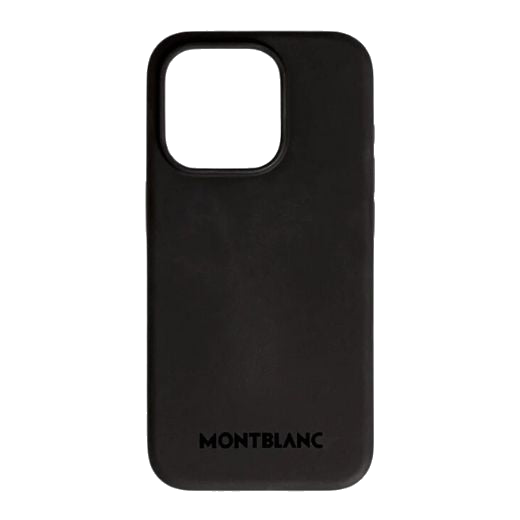 This Montblanc Meisterstück Selection iPhone 16 Pro Case with MagSafe has the brand name along the bottom of the case for branding very subtly.