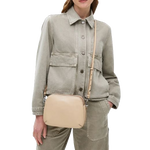 5 dukes place stone leather medium ziptop cross body bag 110669