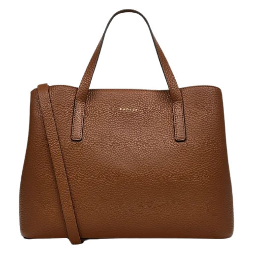 Radley's Dukes Place Saddle Brown Medium Zip Top Multiway Bag is made with soft grain cowhide leather and gold trims.