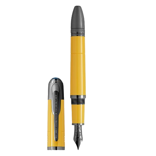 Montblanc's Great Characters Enzo Ferrari SE Giallo Modena Fountain Pen is made with precious resin and a solid Au 585 gold, ruthenium-coated nib.