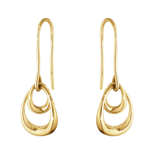 These Offspring 18 KT Yellow Gold Earrings by Georg Jensen are great for special occasions and have a hook for fastening.