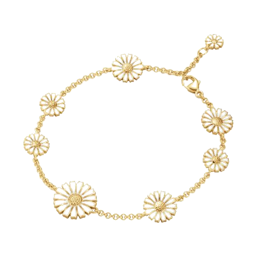 Georg Jensen's Daisy White Enamel 8 Flower Gold-Plated Bracelet can be worn on its own or paired with the other pieces from the Daisy range.