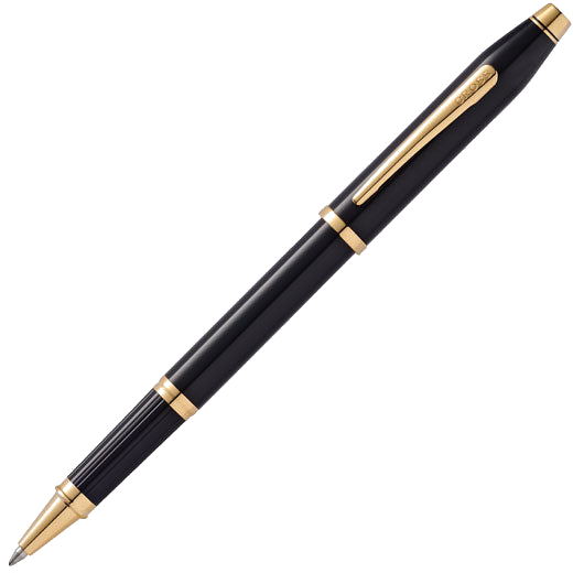 The Cross black lacquer rollerball pen in the Century II collection.