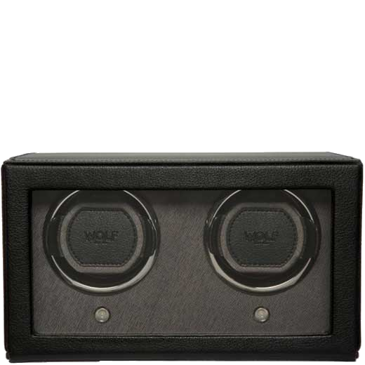 This is the WOLF Black Cub Double Watch Winder with Cover.