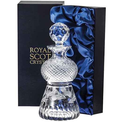 royal scot crystal whisky thistle shape flower of scotland decanter packaging