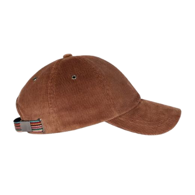 1 paul smith brown corduroy cap with signature stripe strap m1a 987dt t20110 64 0