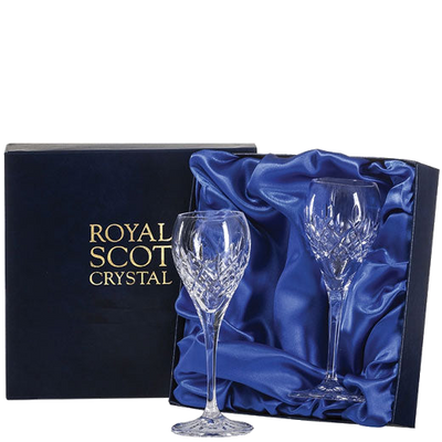 royal scot crystal 2 london port sherry glasses packaging